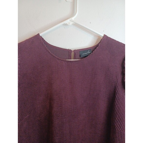 Who What Wear Babydoll Corduroy Dress Large Dark Red Maroon Pockets Puff Sleeve - Picture 6 of 9